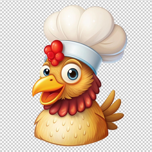 PSD a clipart of a chicken wearing a chefs hat on white background