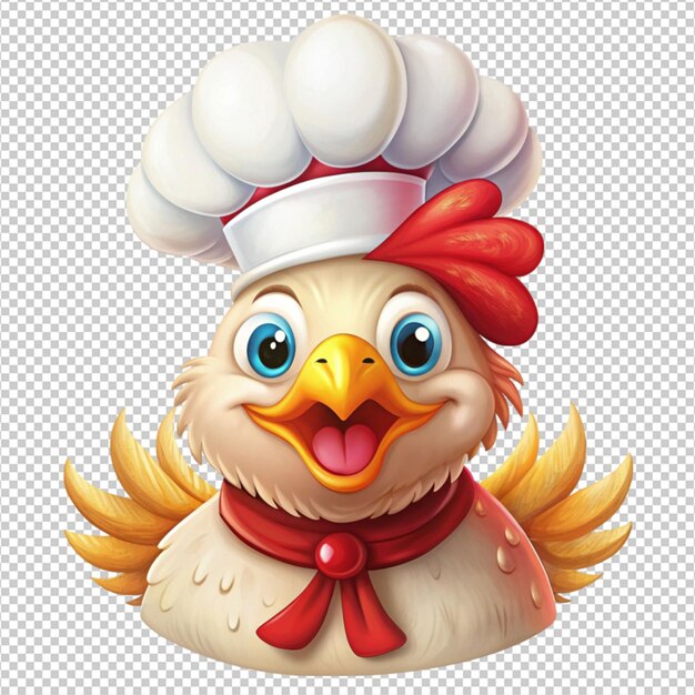 PSD a clipart of a chicken wearing a chefs hat on white background