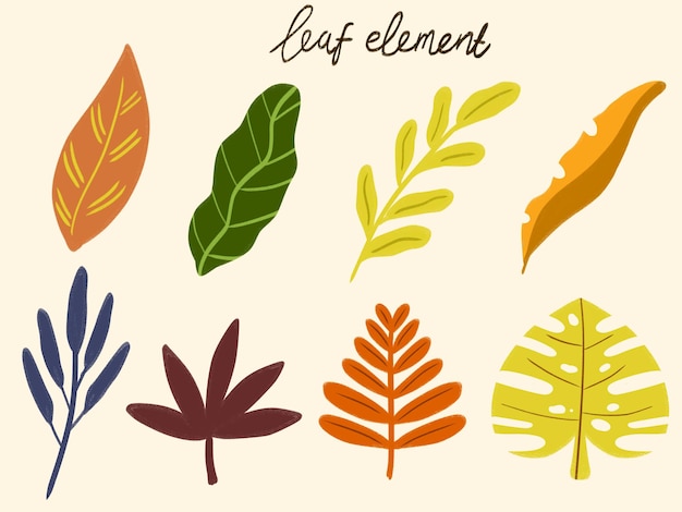 PSD clipart illustration of autumn leaves with various shapes and colors