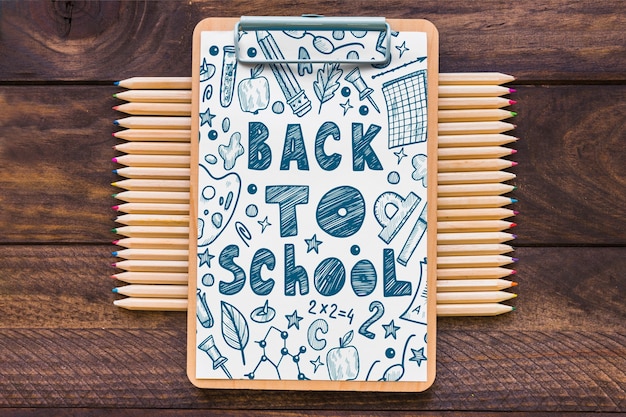 Clipboard mockup with back to school concept