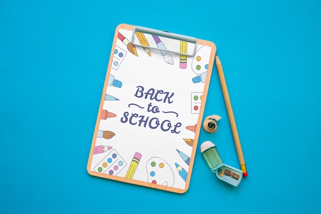 Clipboard mockup with back to school concept