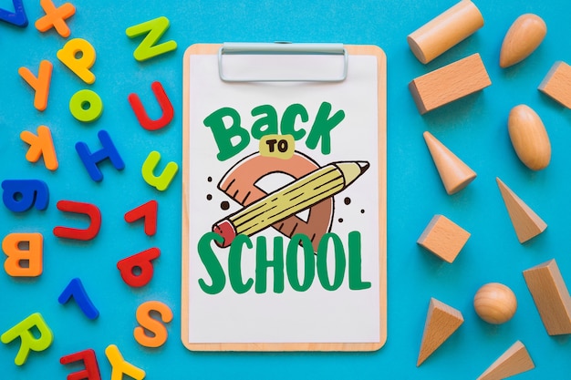 Clipboard mockup with back to school concept