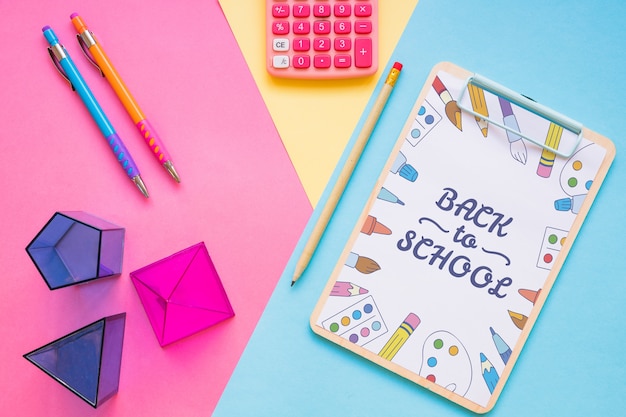 Clipboard mockup with back to school concept