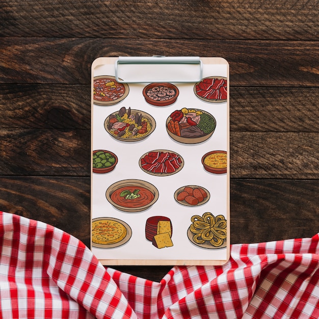 Clipboard mockup with food concept