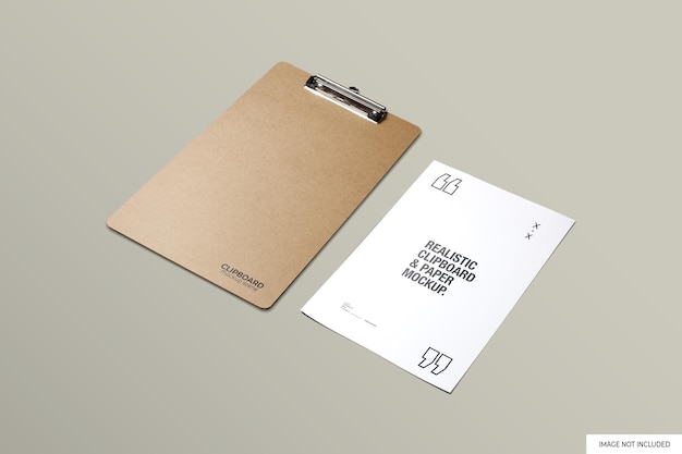 Clipboard and Paper Mockup