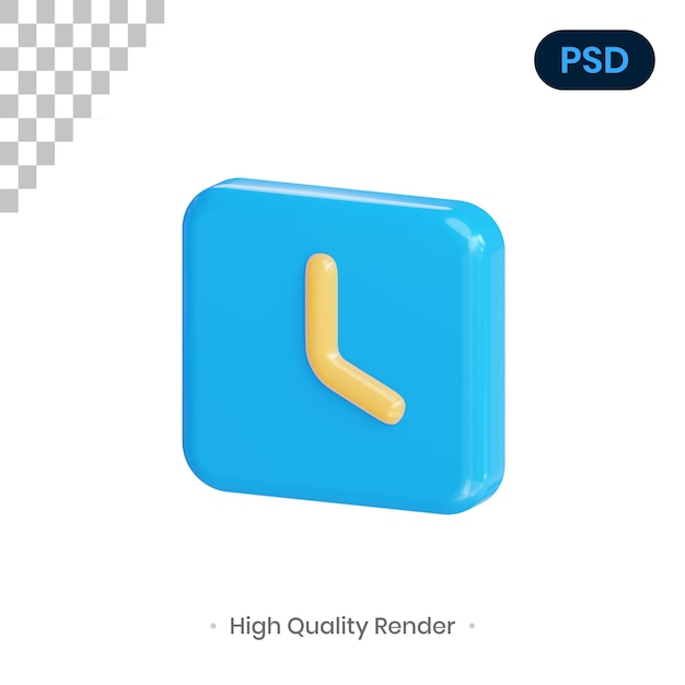 Clock Rec 3D Render Illustration Premium Psd