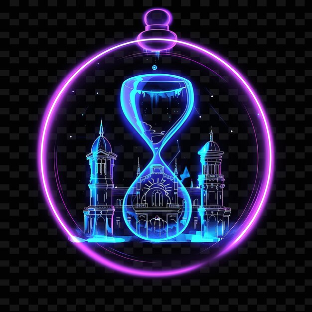 PSD a clock with a blue background and a city in the middle