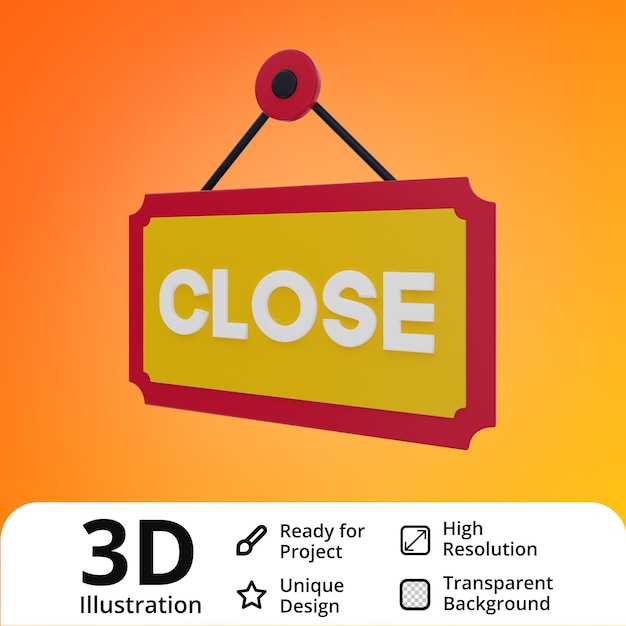 Close store 3d illustration