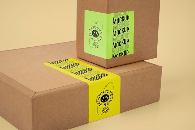 Close up on adhesive sealing label mockup