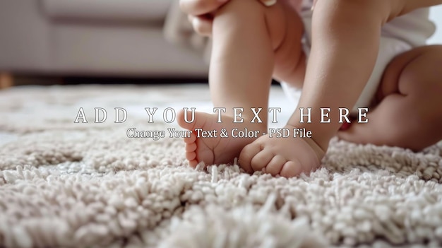 PSD close up of babys feet on a rug