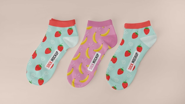 Close up on beautiful color socks mockup