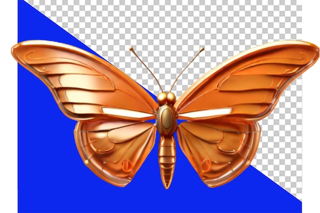 Close up on beautiful orange butterfly isolated on transparent background