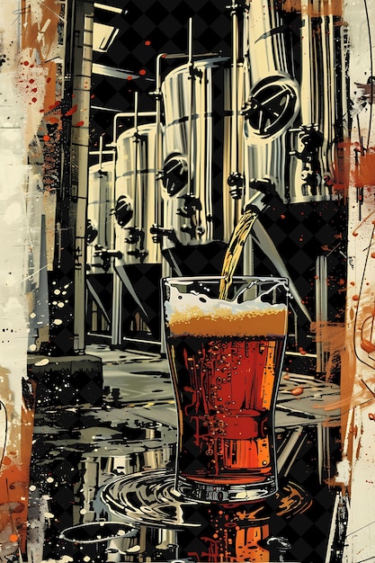 Close Up of a Beer Being Poured Into a Glass With a Backdrop Flat Illustration Beer Culture Design