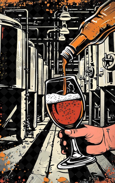 Close Up of a Beer Being Poured Into a Glass With a Backdrop Flat Illustration Beer Culture Design