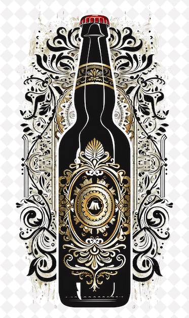 Close Up of a Beer Bottle With a Detailed Label Decorative G Flat Illustration Beer Culture Design