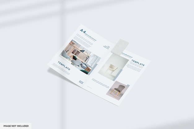 Close up on bifold furniture brochure mockup