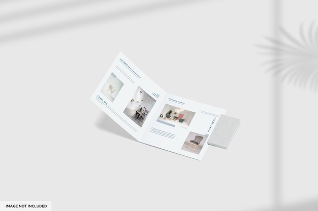 Close up on bifold furniture brochure mockup