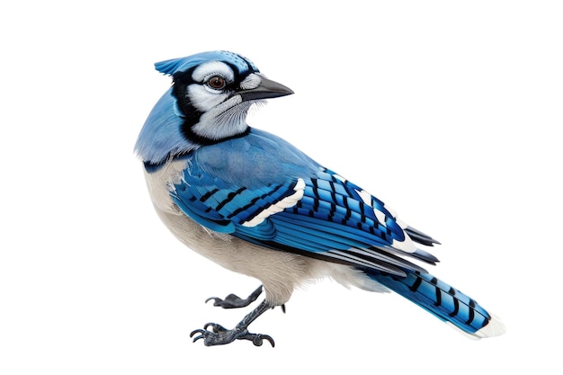 Close up of blue jay isolated on white background Studio nature photo AIG57