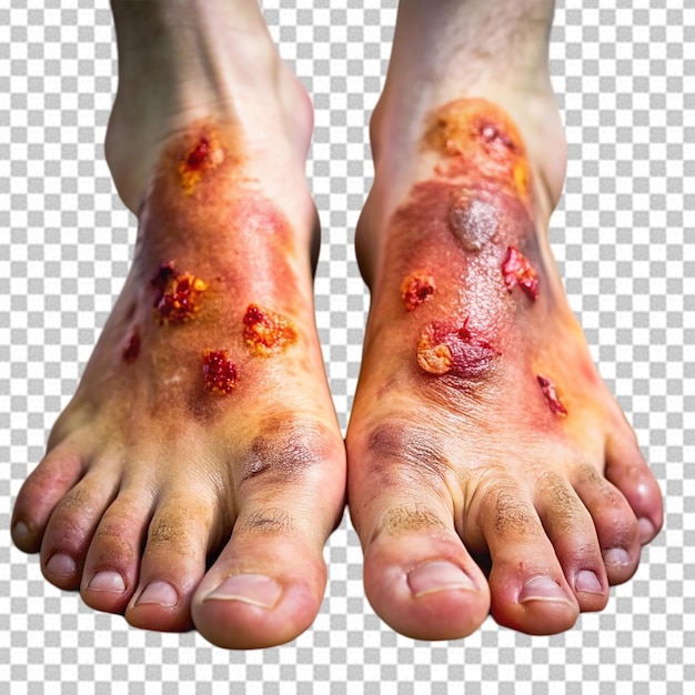 Close up of both feet were burning wound healed