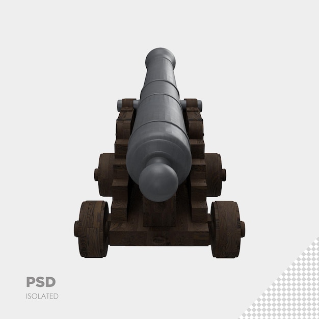 Close up on cannon 3d isolated premium psd