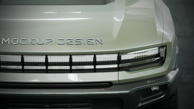 PSD close up on car logo mockup