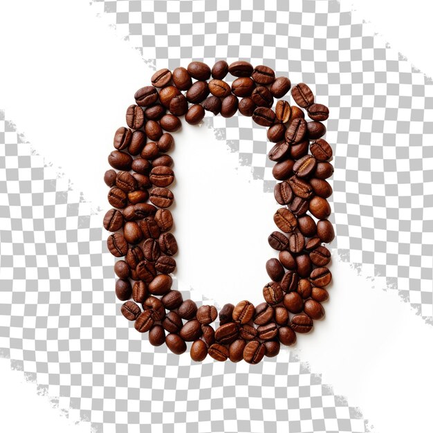 PSD close up of coffee seed in font and pattern isolated on transparent background