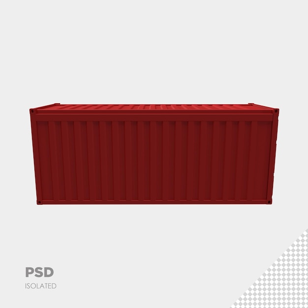 Close up on container 3d isolated premium ps