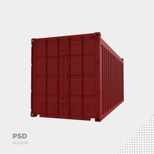 Close up on container 3d isolated premium ps