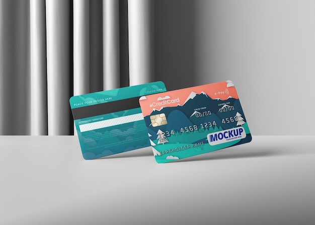 Close up on credit card mockup