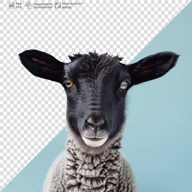 Close up cute lamb on transparent background