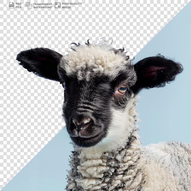 Close up cute lamb on transparent background