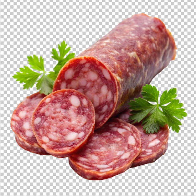 close up delicious salami with parsley