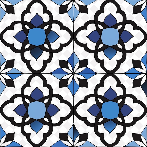 PSD a close up of a design in blue and white with a blue flower design