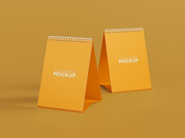 Close up on desk tent calendar mockup design