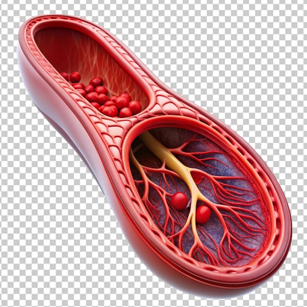 Close up diagram of blood vessel on transparent background