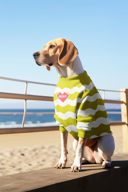 Close up on dog wearing clothing mockup