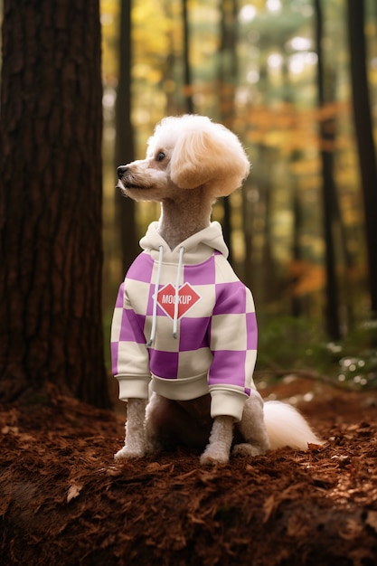 Close up on dog wearing clothing mockup