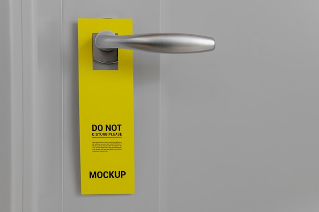 Close up on door hanger mockup