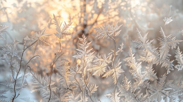 PSD a close up of a field of snow covered plants with frost on the leaves concept of stillness and tranquility as the frozen plants seem to be suspended in time