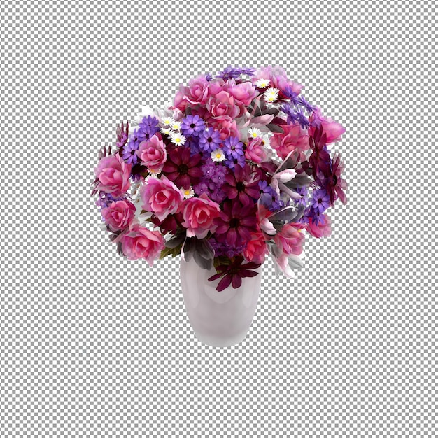 Close up on flower in a vase 3d rendering