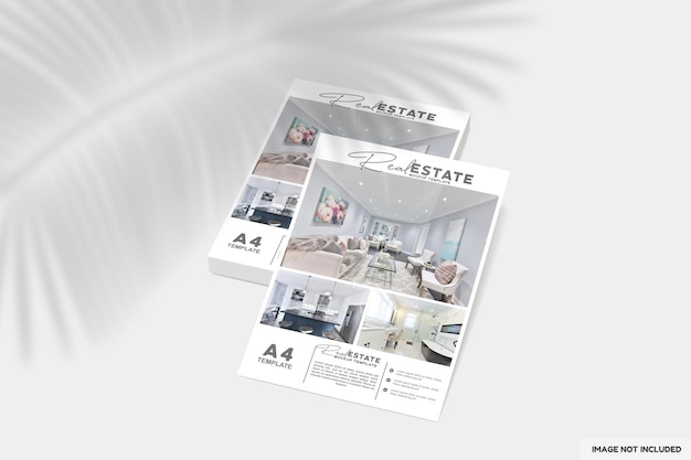 Close up on flyer or brochure for real estate mockup 