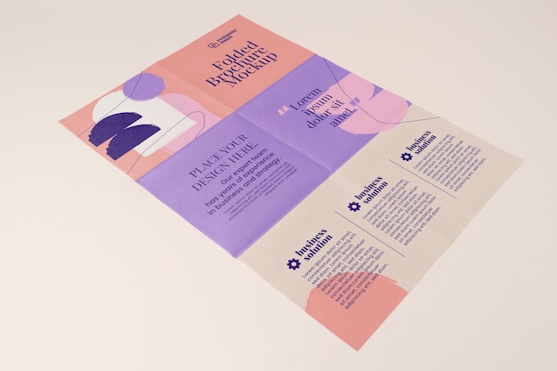 Close up on folded brochure mockup design