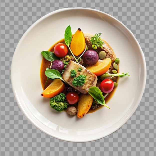 PSD close up of food in plate on transparent background