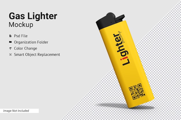 Close up on Gas Lighter Mockup Isolated