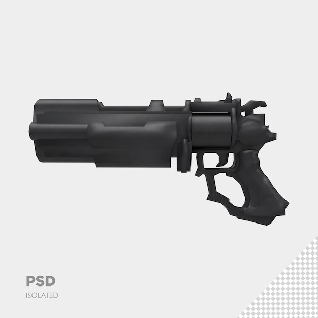 close up on gun isolated rendering