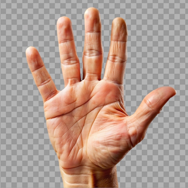 PSD close up of hand trying on transparent background