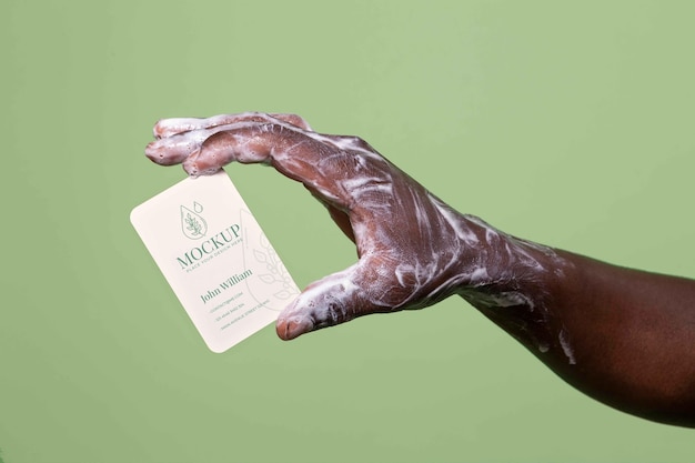 Close up on hand wash with soap mockup