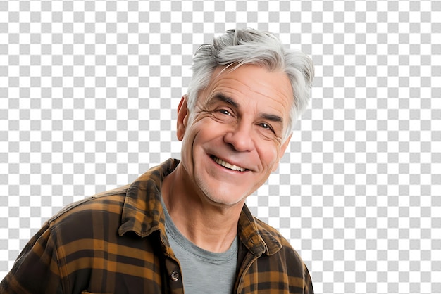 close up headshot of aged man on isolated background