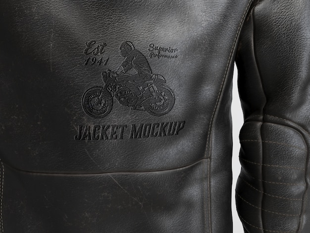 Close up on leather jacket mockup