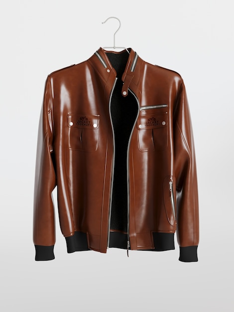 PSD close up on leather jacket mockup